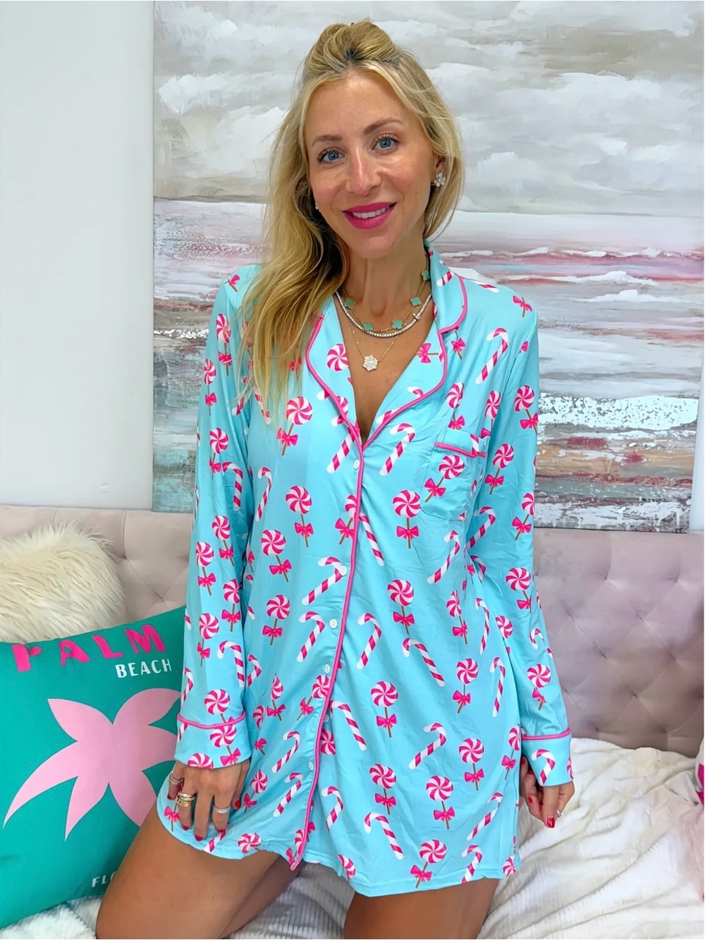 Just Being Jordann Candy Cane Dreams Night Shirt XS NWT WRAPPED Sunshine Sisters